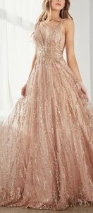 DUSTY BLUE OR ROSE LAYERED TULLE EVENING  GOWN